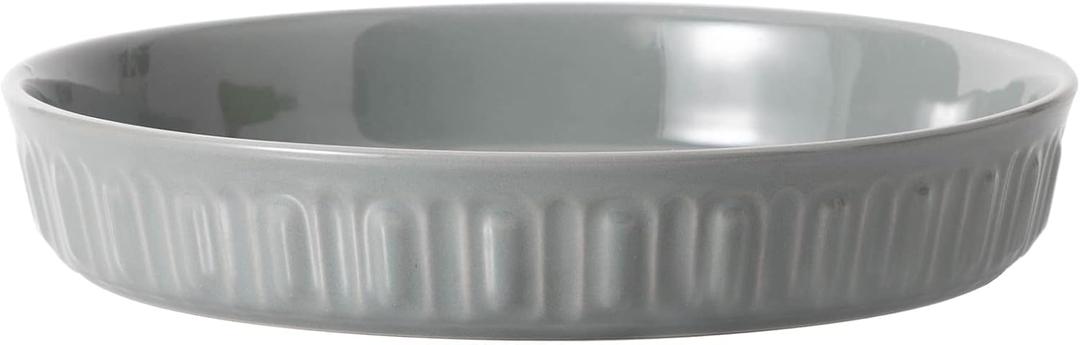 Fun Elements Shallow Dog Bowls, 8" Ceramic Dog Food Plate for Small and Medium Breeds, Non-Slip, Flat and Wide, Dishwasher Safe, Suitable for Puppies and Kittens (Grey)