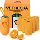 VETRESKA Dog Poop Bag Dispenser with Citrus Scented Waste Bags, Leak Proof, Extra Thick and Large Pet Poop Bags for Walking Dog and Cats Litter, 1 Count Holder and 105 Bags, Orange