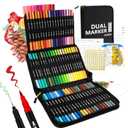 Markers for Adult Coloring Books No Bleeding, 72 Colors Dual Tip Coloring Markers for Adults, Brush&Fine Tip Art Supplies for Calligraphy, Journaling, Sketching, Christmas Gifts for Teens with Case