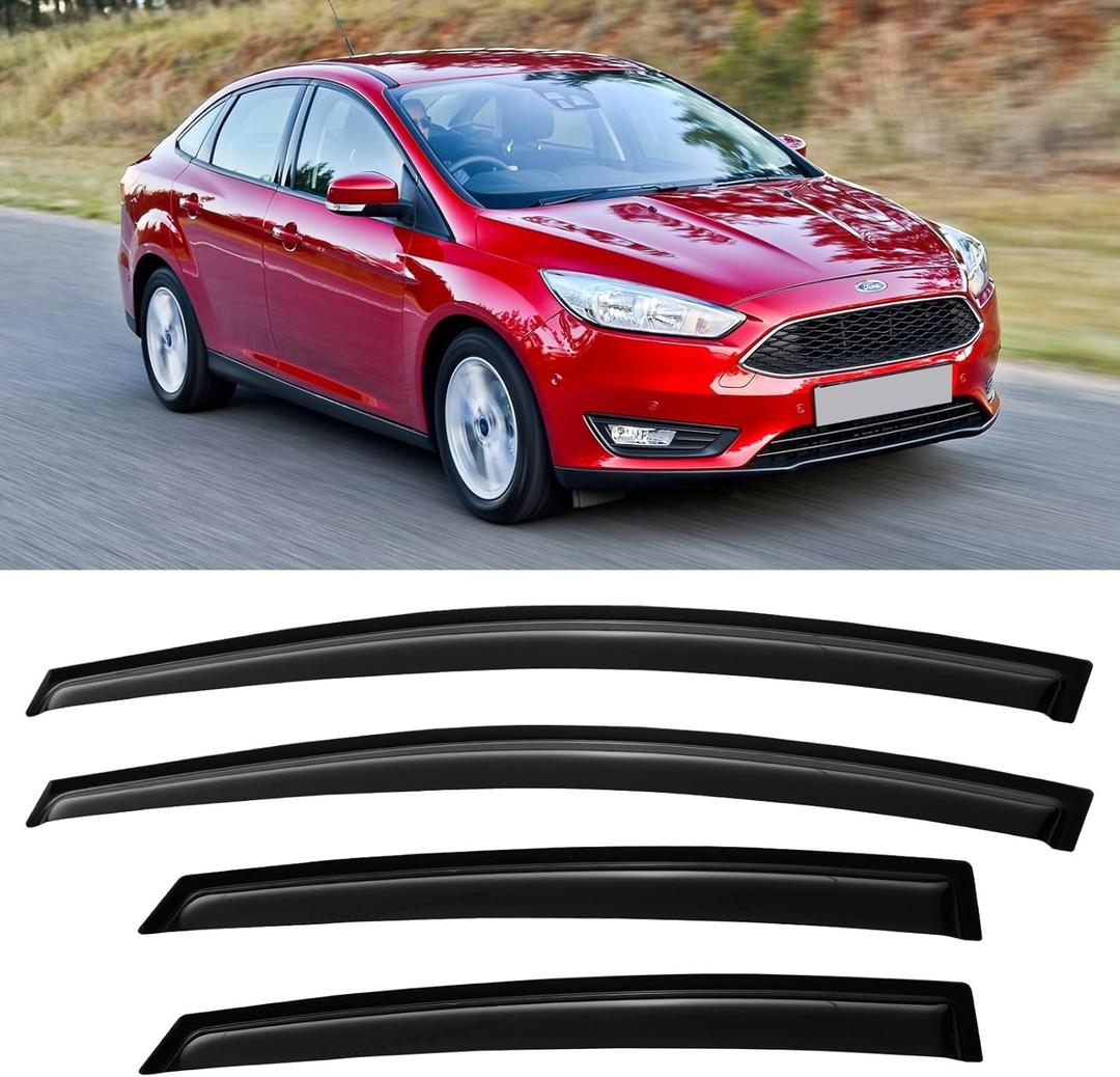 Window Visors Rain Guards Shield for 2012-2018 Ford Focus Sedan & Hatchback, Out-Channel Window Vent Wind Deflectors Visors Shades for 12-18 Focus (Not for Focus RS & ST)