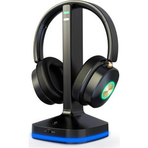 Wireless Headphones for TV Watching, TV Headphones Wireless for Seniors with Low Latency , V5.4 Over Ear Headphones with Digital Optical RCA AUX 3.5 MM Transmitter Charging Dock, for Elderly Seniors