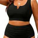 Aqua Eve Women Plus Size High Waisted Bikini - Two Piece Swimsuit Tummy Control Bathing Suit V-Wired 2025 Swimwear, 14 Plus