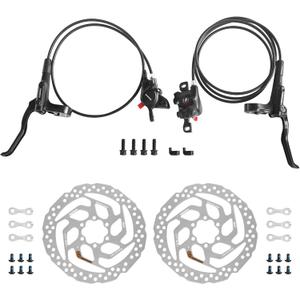 MT200 MTB Hydraulic Disc Brakes Set with RT26 180mm Rotors Left Front 800mm Right Rear 1550mm Mountain Bike Hydraulic Brake Mountain Bike Bicycle Disc Brake 2 Piston