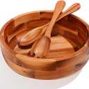 SullyHÔME 12" Acacia Wood Salad Bowl with Serving Spoons