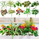 14 Bundles Artificial Plants Outdoor, Faux Greenery Stems UV Resistant Plastic Bushes Real Touch Fake Shrubs with Flexible Leaves for Garden Porch Patio Window Box Planter Fence Outdoor Decor