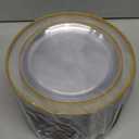 FOCUSLINE 100 Count Clear Gold Plastic Plates 7 Inch, Disposable Heavy Duty Clear Plates with Gold Rim, Premium Hard Plastic Plates Fancy Disposable Clear Salad Plates for Wedding Parties