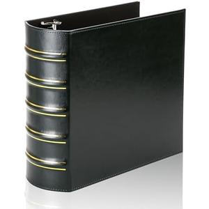 LETVPVOW Vintage Hardback 3 Ring Binder 3 Inch, Professional Leather Binder 3 Ring, Three Ring Binders Fits 8.5 x 11, D Ring Binders for Photo Album, Home, School and Office Supplies-Black