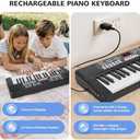 37 Keys Piano Keyboard for Beginners -1200mAh Rechargeable Electronic Musical Instrument with Mic LED Screen 200 Tones 200 Rhythms 50 Demos, Birthday Gift for Kids