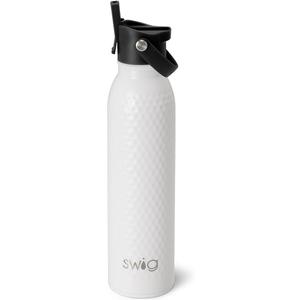 Swig Life 20oz Insulated Water Bottle, Travel Water Bottle with Straw and Lid, Cup Holder Friendly, Stainless Steel (Golf Ball)