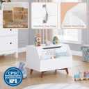 UTEX Kids Toy Box, Wooden Toy Chest, Kids Storage Organizer Bench with Front Book Storage Area for Boys and Girls, Children's Furniture, White