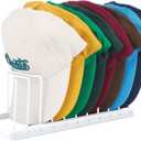 Hat Organizer for Baseball Caps, Hat Stand for 10 Baseball Caps Display and Organizer, Hat Rack, Caps Storage Holder for Bedroom, Closet, Dresser, Office - Easy to Install and Grab (White)