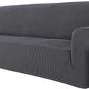 MAXIJIN Super Stretch Couch Cover for 3 Cushion Couch, 1-Piece Universal Sofa Covers Living Room Jacquard Spandex Furniture Protector Dogs Pet Friendly Fitted (Extra Large, Gray) 