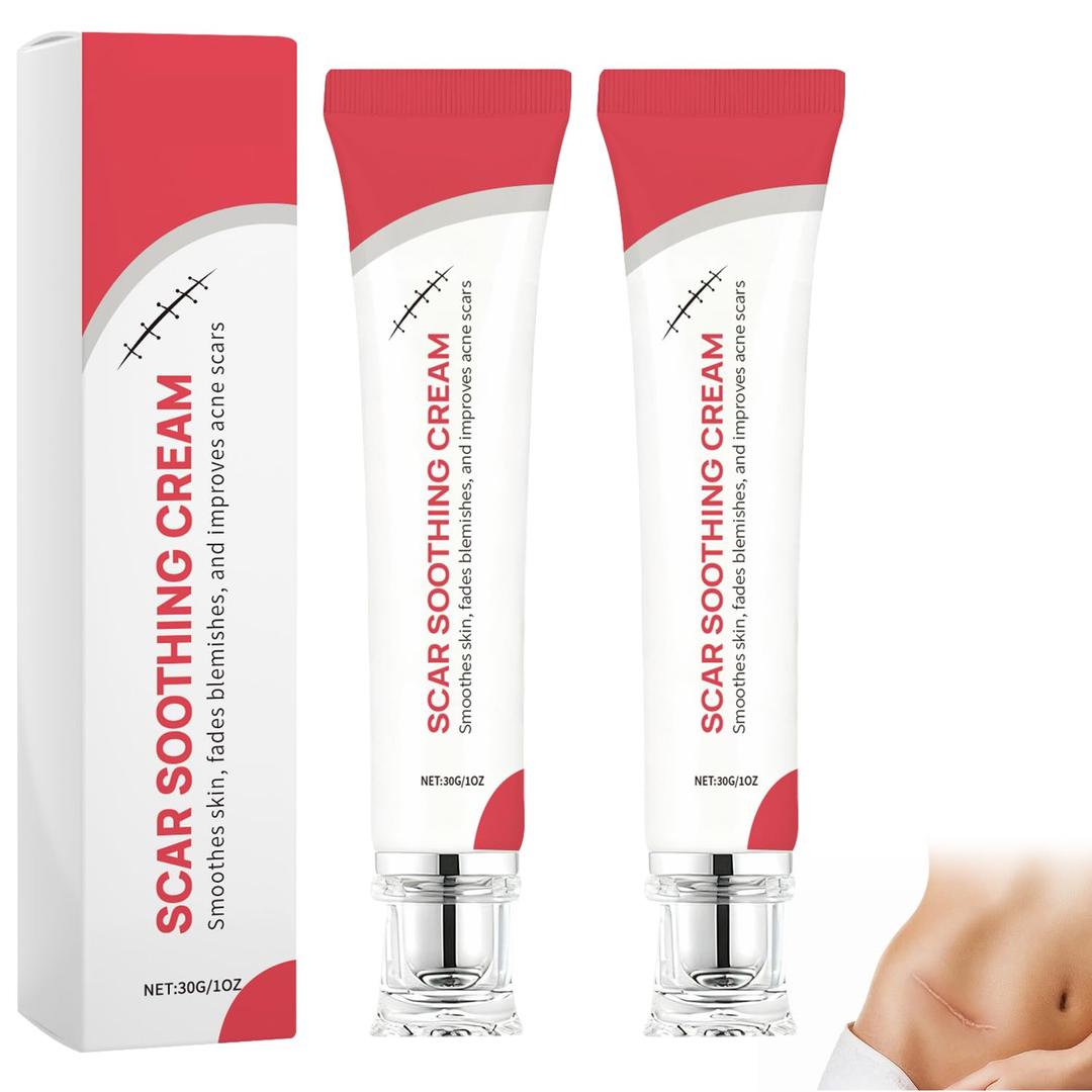 Scar Soothing Cream & Smoothing Cream for Scars,Helps Improve Appearance,Reduces Redness,Lightweight Non-Greasy Formula (2 Pcs)
