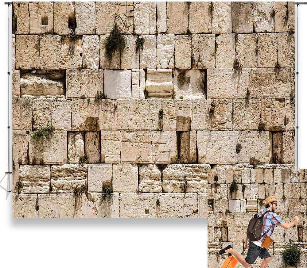7x5ft Western Wall Jerusalem City Backdrop Rustic Wall Photography Background Travel Natural Scenery Banner Room Decor Wallpaper KU701