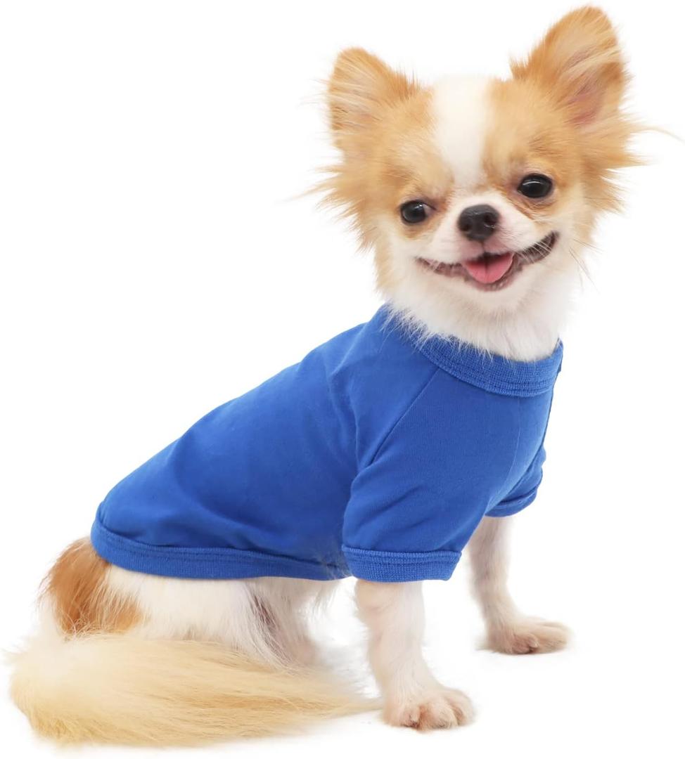 LOPHIPETS 100% Cotton Dog Tee Shirt for Small Dogs Teacup Chihuahua Yorkie Puppy Clothes-Blue/S