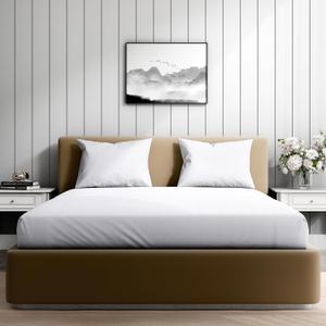 Wakefit 100% Organic Cotton Twin Sheets Set||400TC 4Pc Breathable Bed Set, Dorm Room Essentials with 15 Inch Deep Pocket Fitted Sheet - White