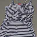 WOWENY Tankini Tops for Women Swimwear Top Only Tummy Control Bathing Suit Tops No Bottom (Medium, Blue Stripe)