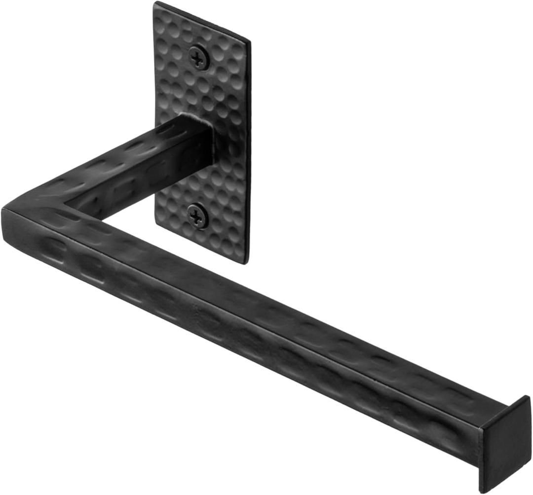 Monarch Abode Bathroom Toilet Paper Holder  7-inch Modern Hand Hammered Metal Wall Mounted Matte Black Toilet Paper Holder, Wall Mount Organizer Decorative Tissue Holders for Bathroom