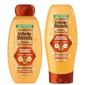 Garnier Whole Blends Honey Treasures Repairing Shampoo and Conditioner Set for Dry, Damaged Hair, 22 Fl Oz (2 Items), 1 Kit