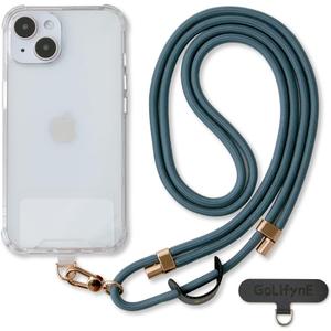 Universal Phone Lanyard, Anti-Theft Crossbody Strap for iPhone 15 Pro Max and Most Smartphones, Adjustable Cell Phone Neck Holder w/ 2 Non-Adhesive Tether Tabs for Men and Women, Teal/Gold