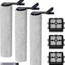 Keluke Roller Brush and Filter Replacement Compatible with Tineco Floor One Stretch S6,Floor One Switch S6 Cordless Vacuum Cleaner, Replacement Parts Include 3 Brush Rollers, 3 Filters