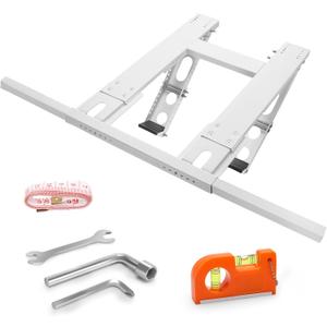 No Drill Window Air Conditioner Support Bracket, Luxiv Double Pole Window AC Bracket Supports Heavy-Duty Adjustable AC Bracket Fit Single and Double-Hung Window, 5000-24000 BTU AC (Regular)