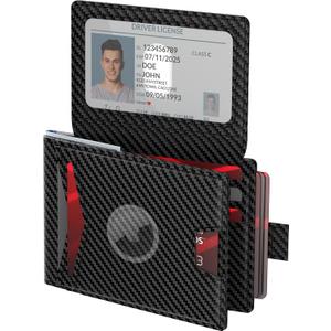 Wallet for Men with Stealth Pocket for AirTag, 3 in 1 Design, Removable ID Window, RFID Blocking, 15 Card Capacity, Slim Carbon Fiber, Bill Divider, Wallet with Gift Box, Hidden Storage for AirTag