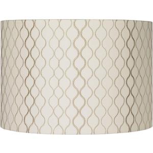 Embroidered Hourglass Large Lamp Shade 16" Top x 16" Bottom x 11" High (Spider) Replacement with Harp and Finial - Springcrest (Off-White)