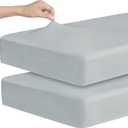 Stretchy Crib Sheets for Boys Girls, 2 Pack - Fitted for Standard Crib and Toddler Bed Mattress 52" x 28", Soft and Breathable Fitted Crib Sheets Neutral, Grey