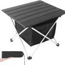 Grope Portable Camping Table Ultralight Aluminum Camp Table with Storage Bag,Beach Table for Sand with Carrying Bag,Prefect for Outdoor,Picnic,BBQ,Cooking,Festival (Black with Storage Bag-M)