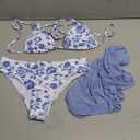 SHENHE Women's 3 Piece Polka Dots Floral Bikini Set with Wrap Coverup Halter Triangle Swimsuits, Medium