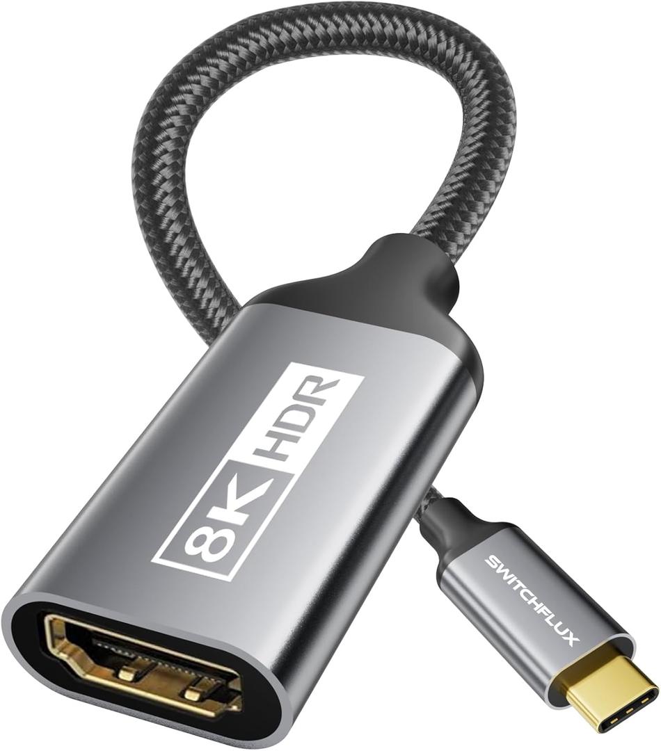 USB-C to HDMI 2.1 Adapter | 8K@60Hz,4K@144Hz,2K@165Hz High-Speed USB Type C 3.1 to HDMI 8K Converter [Thunderbolt 3/4 Compatible] for MacBook Pro/Air,iPad, Other USBC Laptops