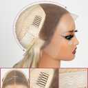 Alididi Highlight P18/613 Blonde Bob Wig Human Hair Straight 13x5 HD Transparent ombre Lace Front Wigs Human Hair Pre Plucked Short Bob Wig human hair 180% Density 613 bob wigs for black women 10 Inch