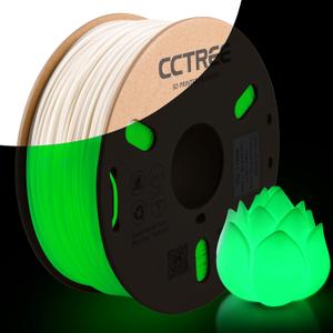 CCTREE Glow in The Dark TPU Filament 1.75mm, Flexible 3D Printer Filament 1KG, Shore Hardness 95A, High Elasticity & Impact Resistance, Dimensional Accuracy 0.03mm, Glow Green