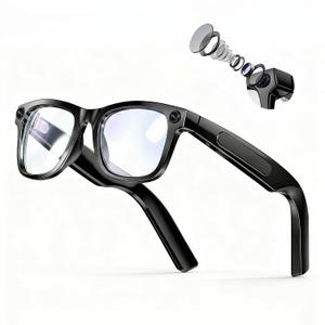 EarlySincere 4K Video Recording Glasses with EIS Stabilization, AI Smart Glasses with Camera and ChatGPT Voice Assistant, 8MP HD Wearable Camera, Bluetooth 5.4 Audio, 15H Playtime, TR90 Durable Frame