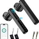 Fingerprint Door Lock Smart Voice Guidance Door Knob with Keyless Entry,Door Locks for Bedrooms,Home Hotel Office Apartment Rental House Fingerprint Door Knob,Easy to Install (Black) (Door thickness:1-9/16" to 2-3/16"(40-55Mm))