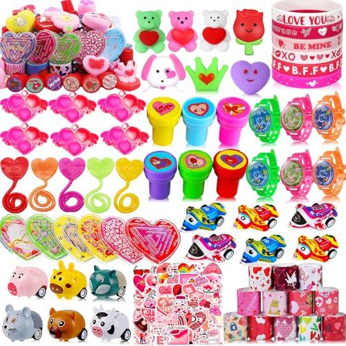 Taulaap 132 PCS Valentines Day Party Favors for Kids Boy Girl, Treasure Box Toys, Pinata Filler Goodie Bag Stuffers, School Classroom Rewards, Treasure Chest Prizes, Classroom Exchange Gifts Prizes