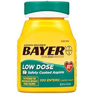 Aspirin Regimen Bayer, 325mg Enteric Coated Tablets, Pain Reliever, 300 Count, Expiry: 2028/11