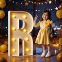 Marquee Letters 3 Feet Tall Large Light Up Letters R Wedding Mr and Mrs Sign Marry Me Engagement Party Decor Yellow Light Birthday Decorations Balloon Arch Kit Foam Sign R