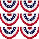 TURNMEON 6 Pack American Pleated Fan Flag 4th of July Decorations, 1.5X3 Ft USA American Flags for Outside Patriotic Bunting flags outdoor Red White Blue Independence Day Fourth of July Outdoor Decor