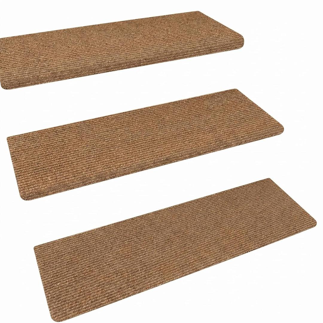 15 Pack Stair Treads for Wooden Steps Carpet Mat Runner Rug Non Slip for Outdoor Indoor Dog(30inX8in) (Brown)