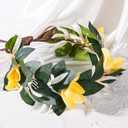 3 x Tropical Flower Crown Headband, Yellow Hawaiian Floral Headpiece, Artificial Summer Hawaii Hair Accessories for Women Girls Hawaiian Party Costume Beach Pool Vacation Photo Props