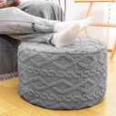 Pouf Ottoman Stuffed 20x20x12 Inches Floor Pouf Plush Fiber Ottoman Foot Rest Under Desk Foot Stool for Living Room Bedroom (Light Gray Pouf with Filler)