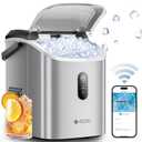ecozy Smart Nugget Ice Maker Countertop, Portable Pebble Ice Machine with Voice Control, 33lbs/24H Soft Chewable Ice, Self-Cleaning Pellet Ice Maker with APP WiFi for Kitchen Party, Stainless Steel (Silver)