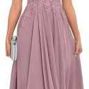 Mother of The Bride Dress for Women 2025 Lace Applique Formal Evening Gowns with Cap Sleeves, 16W