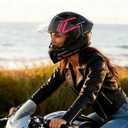 SanQing Adult Modular Flip-Up Full Face Motorcycle Helmet-DOT | lightweight Dual Visor,Snowmobile ADV Four Wheeler Street Bike Compatible fit for adult men women. (Pink L)