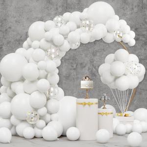 3 x JOYIN 150 Pcs White Balloons, Different Sizes 18 12 10 5 Inch White Latex Balloon Arch Kit with Instruction for Birthday Decoration Party Graduation Wedding Holiday