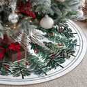 CROWNED BEAUTY Christmas Tree Skirt Collar 48 Inch Green Pine Trees Red Cardinals Soft Farmhouse Holiday Decoration (Green) TS37