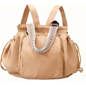 Multifunctional Diaper Bag Tote for Women Convertible Everyday Tote Backpack Large Capacity Bag with 15 Compartments (Khaki)