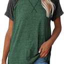 Welity Women's Cotton T Shirts Loose Fit Crewneck Short Sleeve Tops Summer Casual Tunic Basic Tee (Small, 2# Dark Green)
